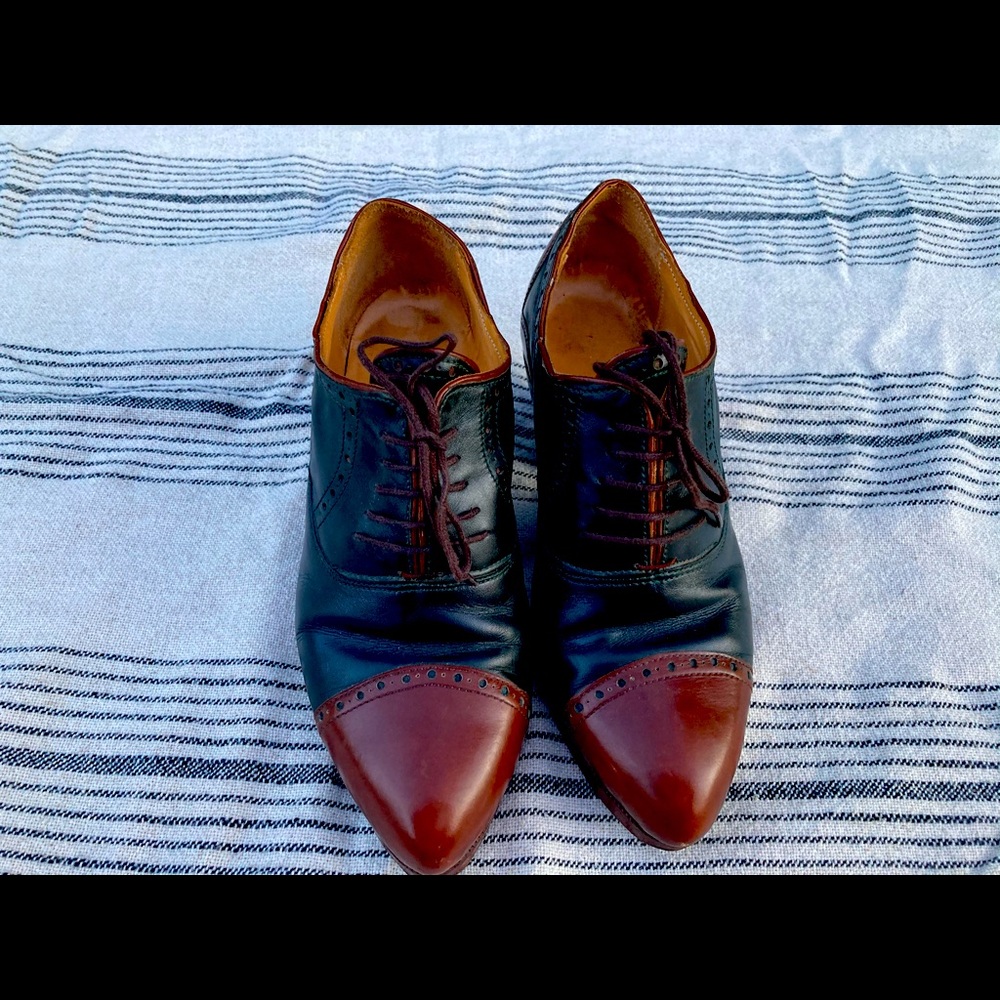 Bespoke Handmade Heeled Oxfords in Green and Brown